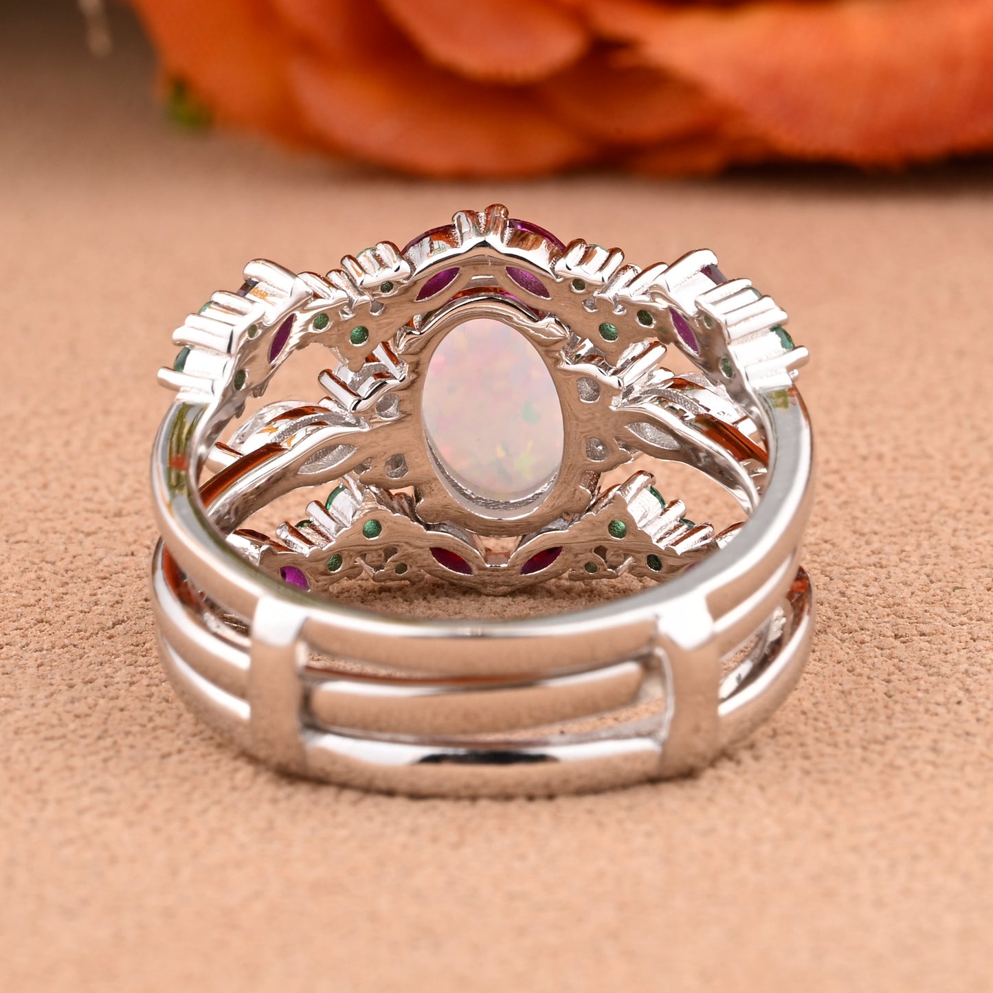 Bague de fiançailles vintage en forme de poire avec aigue-marine, ensemble de bagues de mariage uniques, cadeau d'anniversaire
