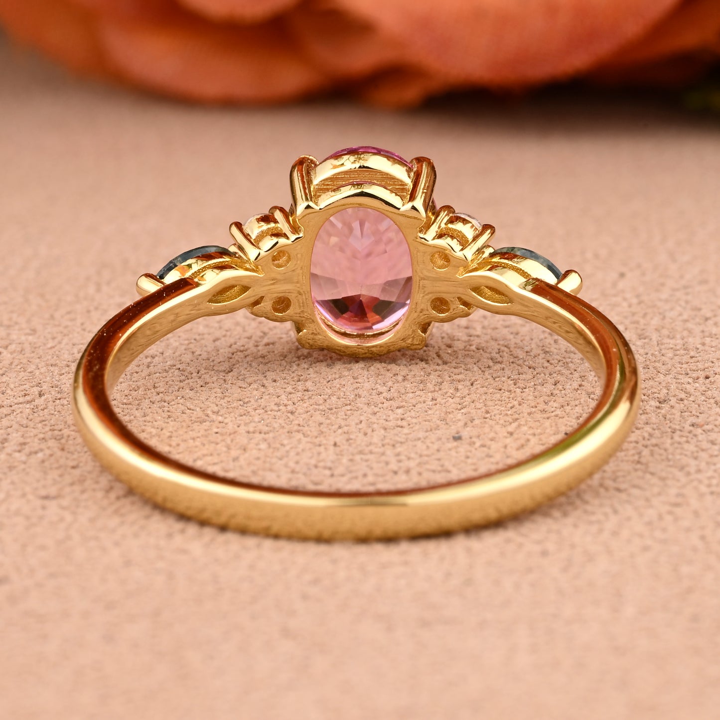 Vintage Oval Mondstein Verlobungsring Unikat Opal Moissanit Versprechensring