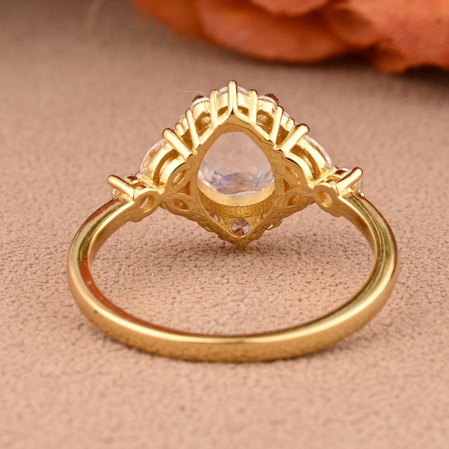 Bague de fiançailles vintage en forme de poire avec aigue-marine, ensemble de bagues de mariage uniques, cadeau d'anniversaire