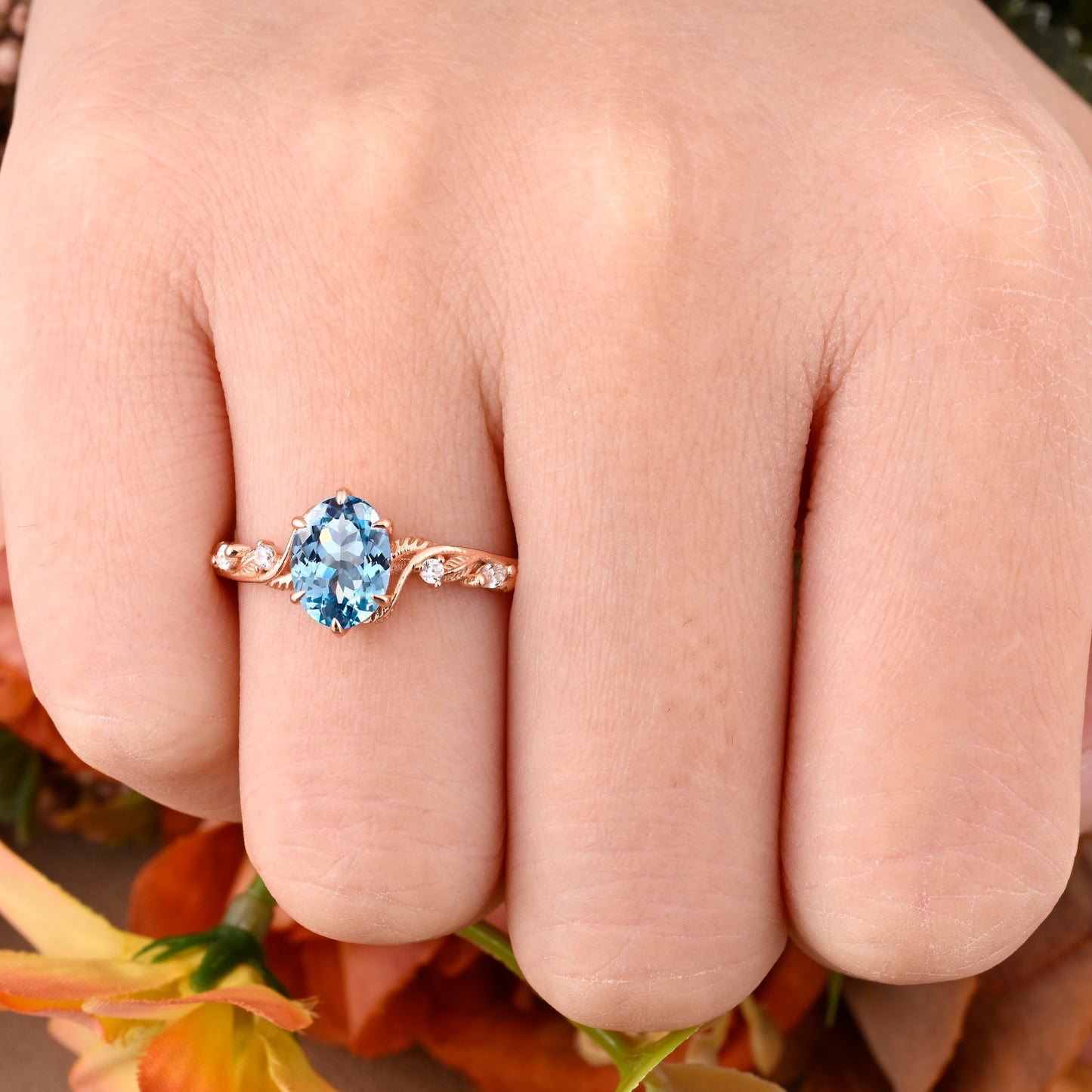 Bague de fiançailles vintage en forme de poire avec aigue-marine, ensemble de bagues de mariage uniques, cadeau d'anniversaire