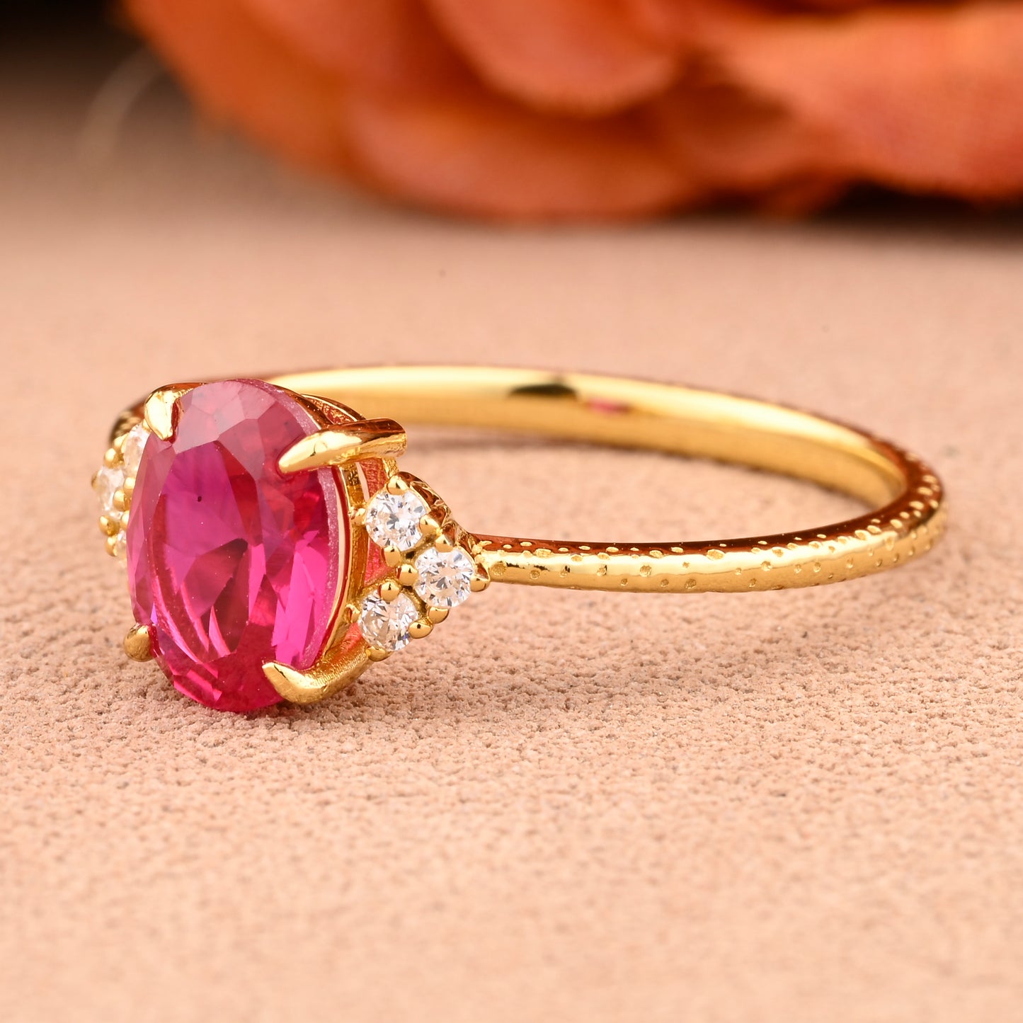 Bague de fiançailles vintage ovale en pierre de lune, bague de promesse unique en opale et moissanite