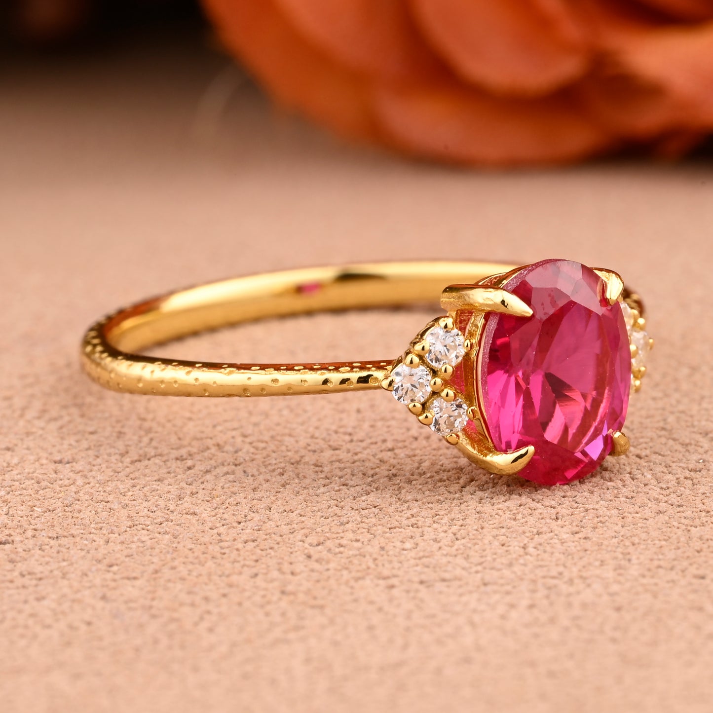Bague de fiançailles vintage ovale en pierre de lune, bague de promesse unique en opale et moissanite