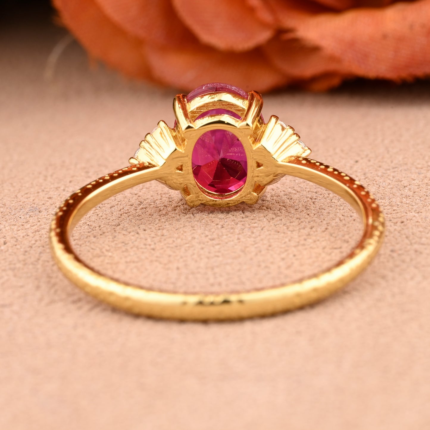 Bague de fiançailles vintage ovale en pierre de lune, bague de promesse unique en opale et moissanite