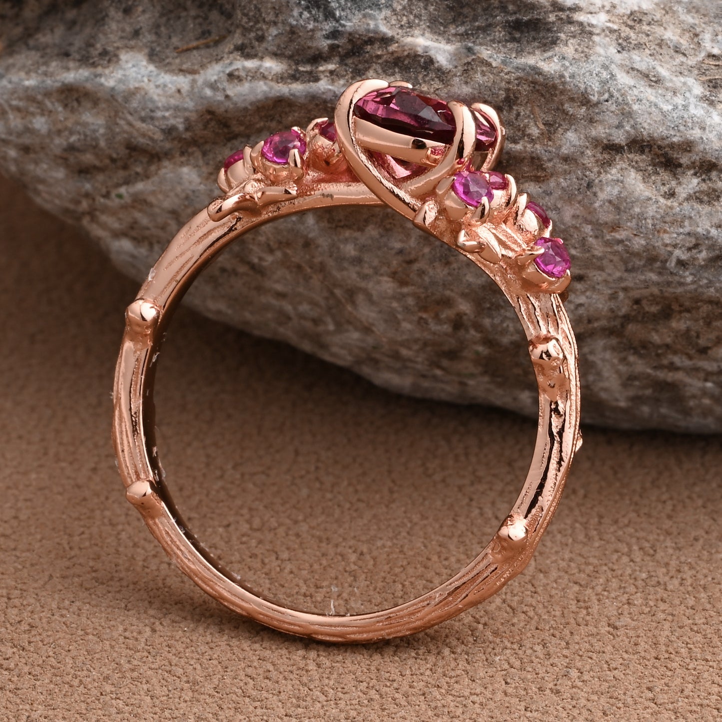 Oval Cut Lavender Amethyst Engagement Ring Vintage Rose Cluster Amethyst Pink Sapphire Bridal Wedding Ring Set Unique Gift For Her Ver.2