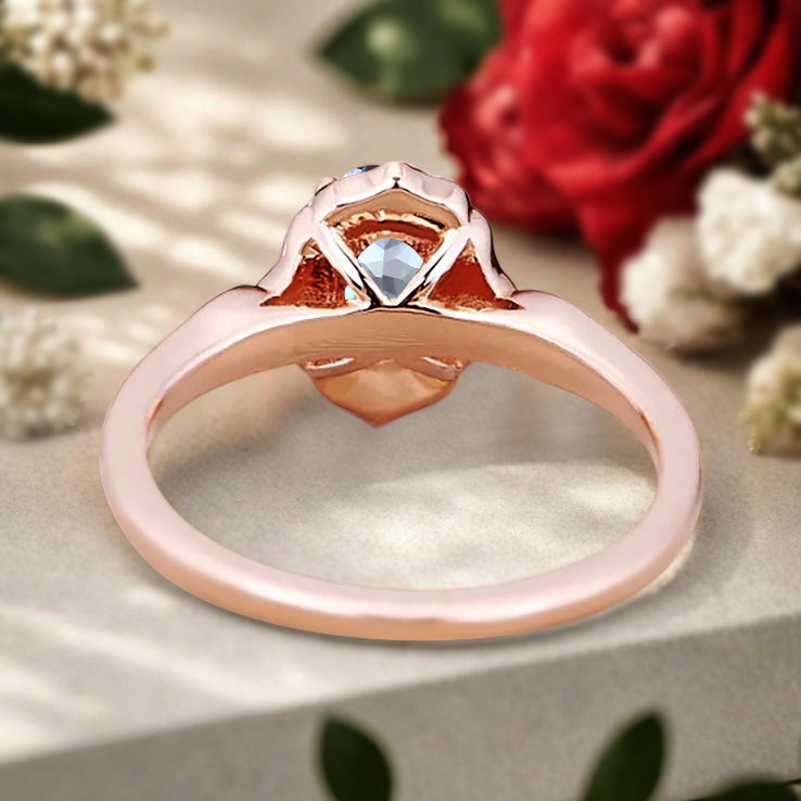 Bague de fiançailles vintage en forme de poire avec aigue-marine, ensemble de bagues de mariage uniques, cadeau d'anniversaire