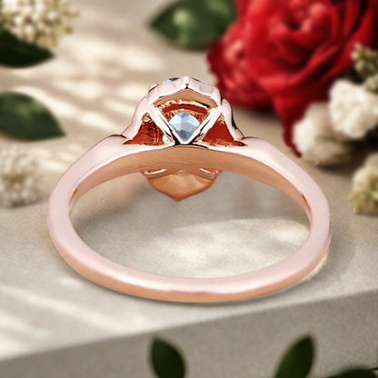 Bague de fiançailles vintage en forme de poire avec aigue-marine, ensemble de bagues de mariage uniques, cadeau d'anniversaire