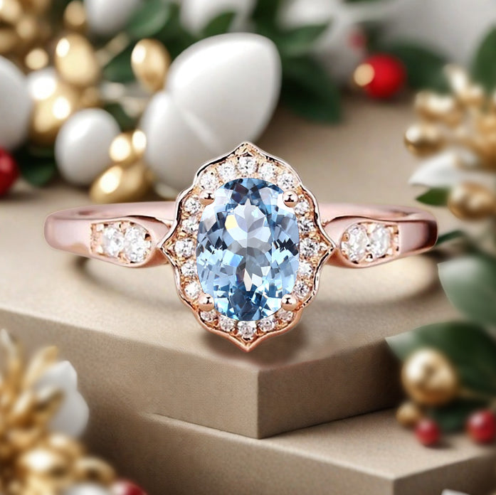 Bague de fiançailles vintage en forme de poire avec aigue-marine, ensemble de bagues de mariage uniques, cadeau d'anniversaire