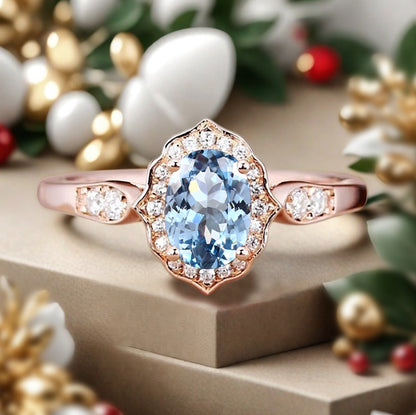 Bague de fiançailles vintage en forme de poire avec aigue-marine, ensemble de bagues de mariage uniques, cadeau d'anniversaire