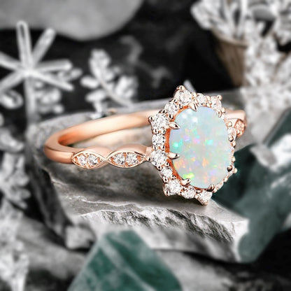 Bague de fiançailles vintage en forme de poire avec aigue-marine, ensemble de bagues de mariage uniques, cadeau d'anniversaire