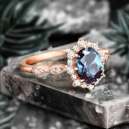 Bague de fiançailles vintage en forme de poire avec aigue-marine, ensemble de bagues de mariage uniques, cadeau d'anniversaire