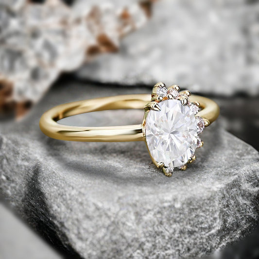 Bague de fiançailles vintage en forme de poire avec aigue-marine, ensemble de bagues de mariage uniques, cadeau d'anniversaire