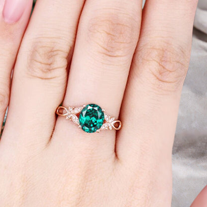 Bague de fiançailles vintage ovale en pierre de lune, bague de promesse unique en opale et moissanite