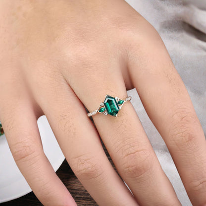 Bague de fiançailles vintage ovale en pierre de lune, bague de promesse unique en opale et moissanite