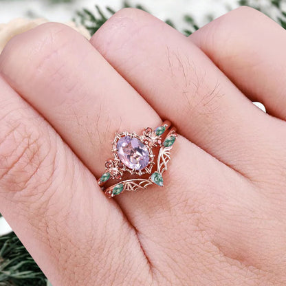Bague de fiançailles vintage en forme de poire avec aigue-marine, ensemble de bagues de mariage uniques, cadeau d'anniversaire