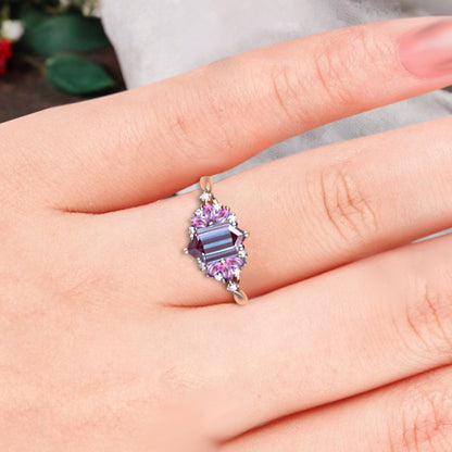 Bague de fiançailles vintage en forme de poire avec aigue-marine, ensemble de bagues de mariage uniques, cadeau d'anniversaire