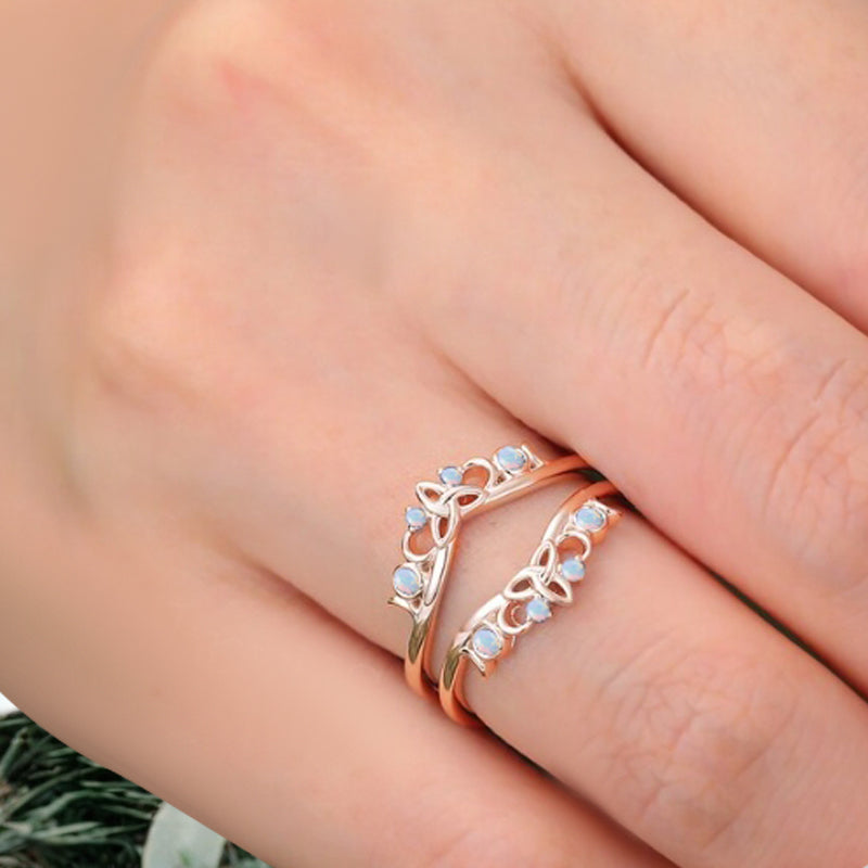 Unique Opal Wedding Ring Curved Enhancer White Opal Wedding Band Vintage Stacking Band Unique Matching Ring Promise Anniversary Gift For Her
