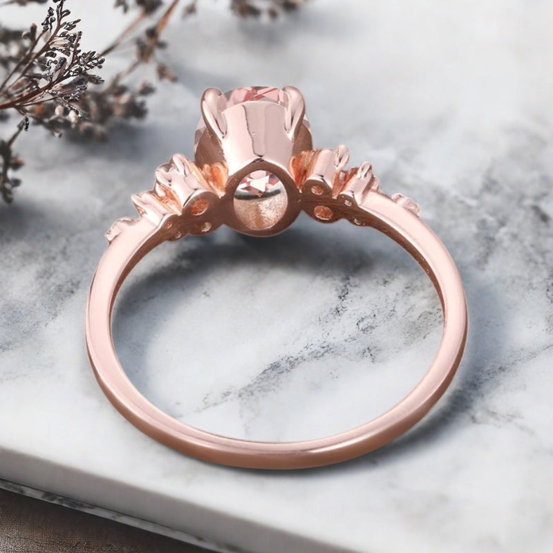 Vintage Pink Sapphire Ring Solid 10k Rose Gold Ring Solitaire Ring Oval Cut Pink Engagement Ring Anniversary Gift Ring For Her