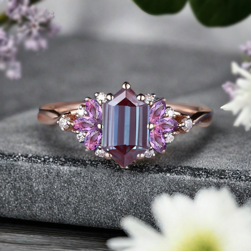Bague de fiançailles vintage en forme de poire avec aigue-marine, ensemble de bagues de mariage uniques, cadeau d'anniversaire