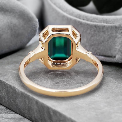 Vintage Emerald Ring Art Deco Emerald Engagement Rings May Birthstone Ring Handmade Octagon Gemstone Statement Ring Personalized Jewelry Gift For Her