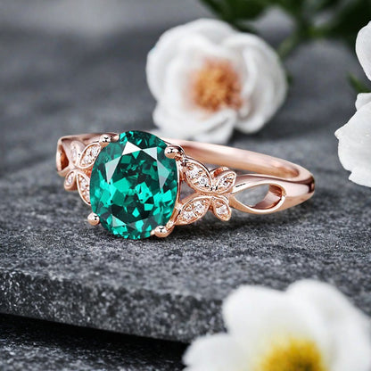 Bague de fiançailles vintage ovale en pierre de lune, bague de promesse unique en opale et moissanite