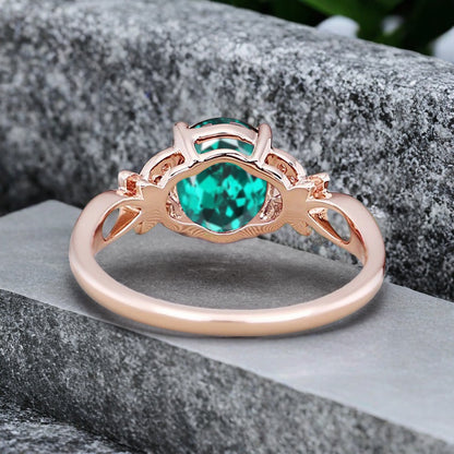 Bague de fiançailles vintage ovale en pierre de lune, bague de promesse unique en opale et moissanite