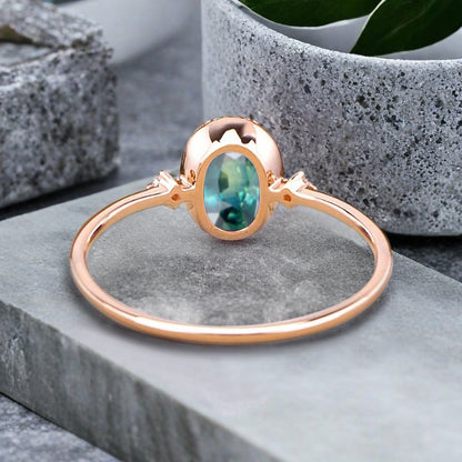 Vintage Unique Emerald Engagement Ring Solid 10K Gold Green Emerald Ring Delicate Emerald Gemstone Ring Handmade Bridal Jewelry