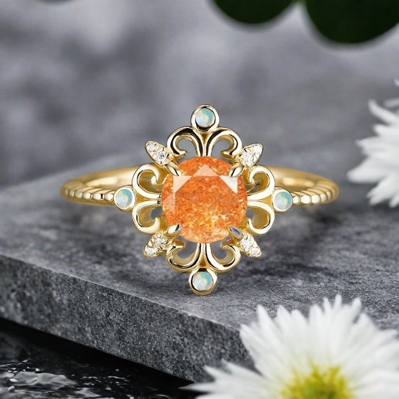 Bague de fiançailles vintage en forme de poire avec aigue-marine, ensemble de bagues de mariage uniques, cadeau d'anniversaire