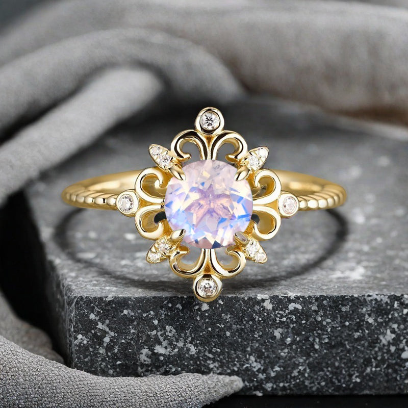 Bague de fiançailles vintage en forme de poire avec aigue-marine, ensemble de bagues de mariage uniques, cadeau d'anniversaire
