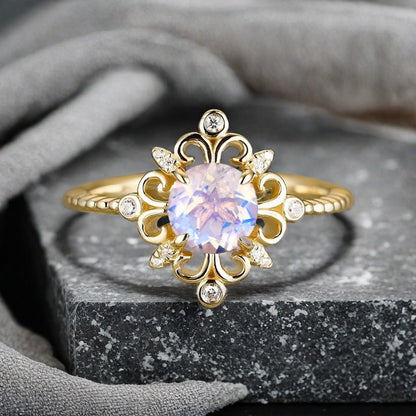 Bague de fiançailles vintage en forme de poire avec aigue-marine, ensemble de bagues de mariage uniques, cadeau d'anniversaire