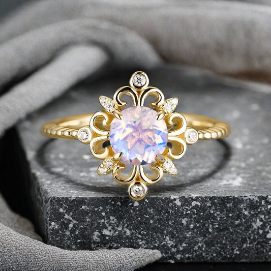 Bague de fiançailles vintage en forme de poire avec aigue-marine, ensemble de bagues de mariage uniques, cadeau d'anniversaire