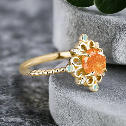 Bague de fiançailles vintage en forme de poire avec aigue-marine, ensemble de bagues de mariage uniques, cadeau d'anniversaire