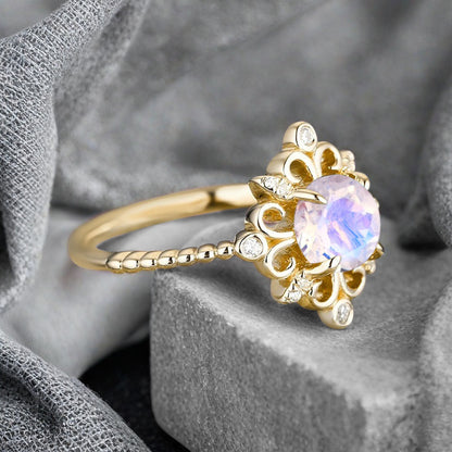 Bague de fiançailles vintage en forme de poire avec aigue-marine, ensemble de bagues de mariage uniques, cadeau d'anniversaire