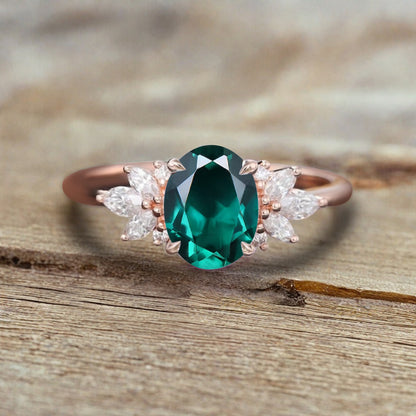 Bague de fiançailles vintage en forme de poire avec aigue-marine, ensemble de bagues de mariage uniques, cadeau d'anniversaire