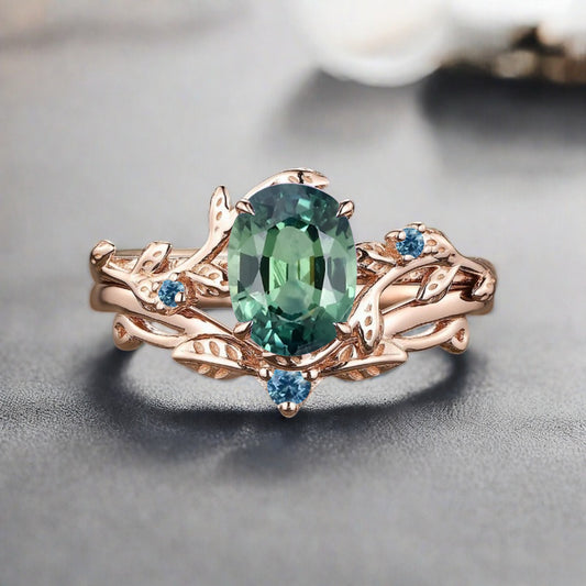 Bague de fiançailles vintage en forme de poire avec aigue-marine, ensemble de bagues de mariage uniques, cadeau d'anniversaire