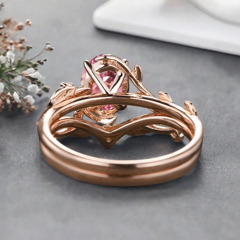 Vintage Birnenform Aquamarin Verlobungsring Set Unikat Versprechen Brautring Set Jubiläumsgeschenk
