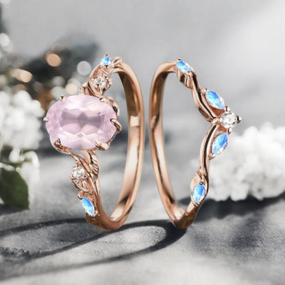 Vintage Birnenform Aquamarin Verlobungsring Set Unikat Versprechen Brautring Set Jubiläumsgeschenk