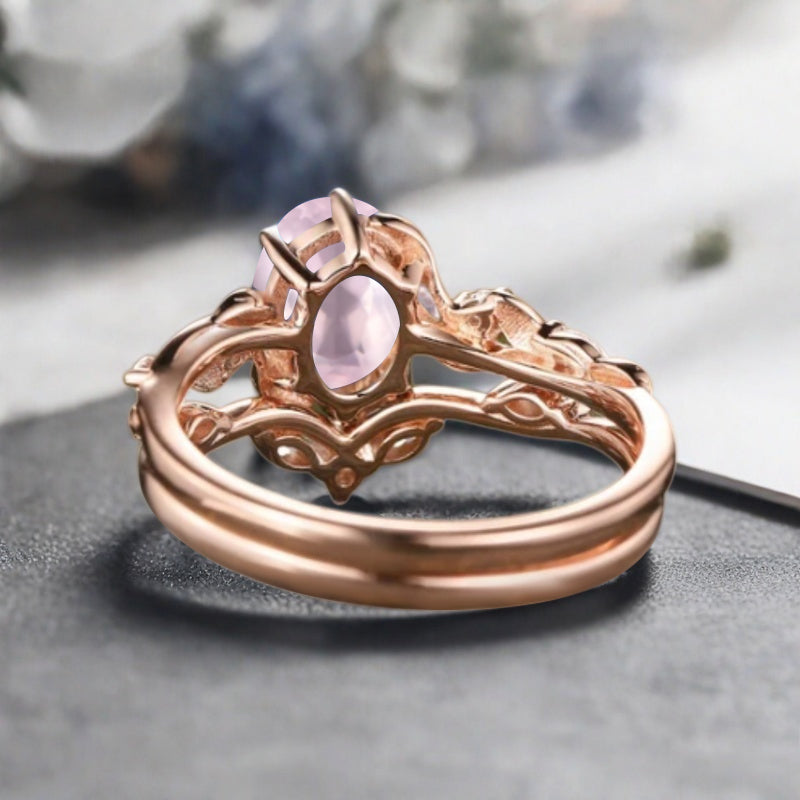 Vintage Birnenform Aquamarin Verlobungsring Set Unikat Versprechen Brautring Set Jubiläumsgeschenk