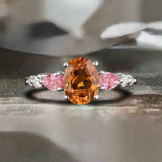 Bague de fiançailles vintage ovale en pierre de lune, bague de promesse unique en opale et moissanite