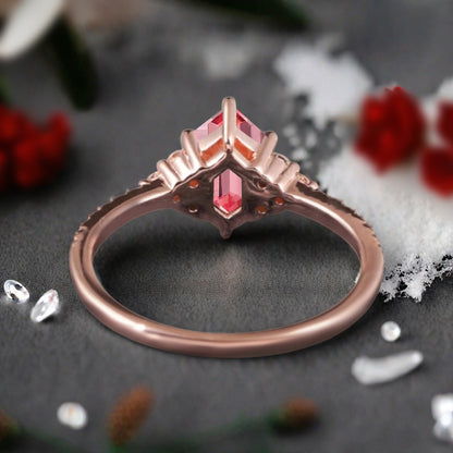 Vintage Unique Pink Sapphire Engagement Ring Solid 14K Gold Pink Sapphire Ring July Birthstone Ring Delicate Pink Sapphire Gemstone Ring Handmade Bridal Jewelry