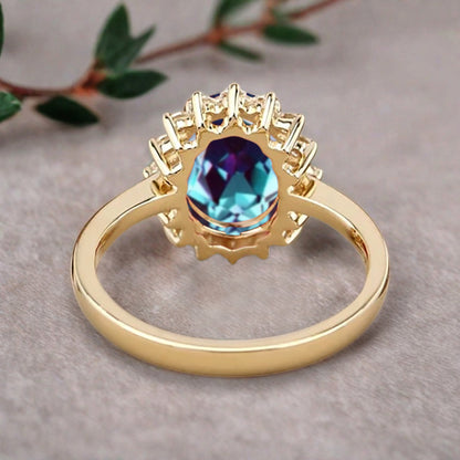 Bague de fiançailles vintage en forme de poire avec aigue-marine, ensemble de bagues de mariage uniques, cadeau d'anniversaire