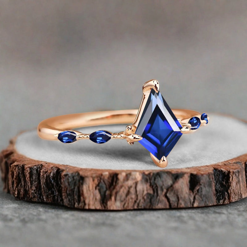 Bague de fiançailles vintage en forme de poire avec aigue-marine, ensemble de bagues de mariage uniques, cadeau d'anniversaire