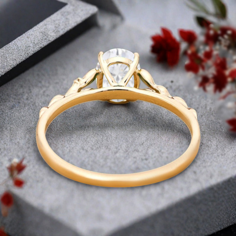 Bague de fiançailles vintage ovale en pierre de lune, bague de promesse unique en opale et moissanite