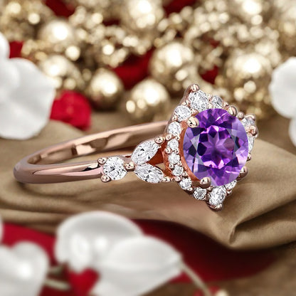 Bague de fiançailles vintage en forme de poire avec aigue-marine, ensemble de bagues de mariage uniques, cadeau d'anniversaire