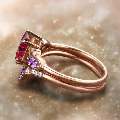 Bague de fiançailles vintage en forme de poire avec aigue-marine, ensemble de bagues de mariage uniques, cadeau d'anniversaire