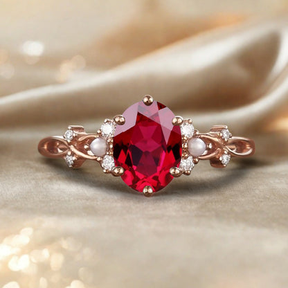 Bague de fiançailles vintage ovale en pierre de lune, bague de promesse unique en opale et moissanite