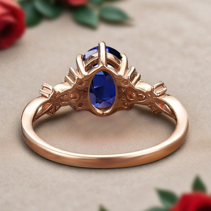 Bague de fiançailles vintage ovale en pierre de lune, bague de promesse unique en opale et moissanite