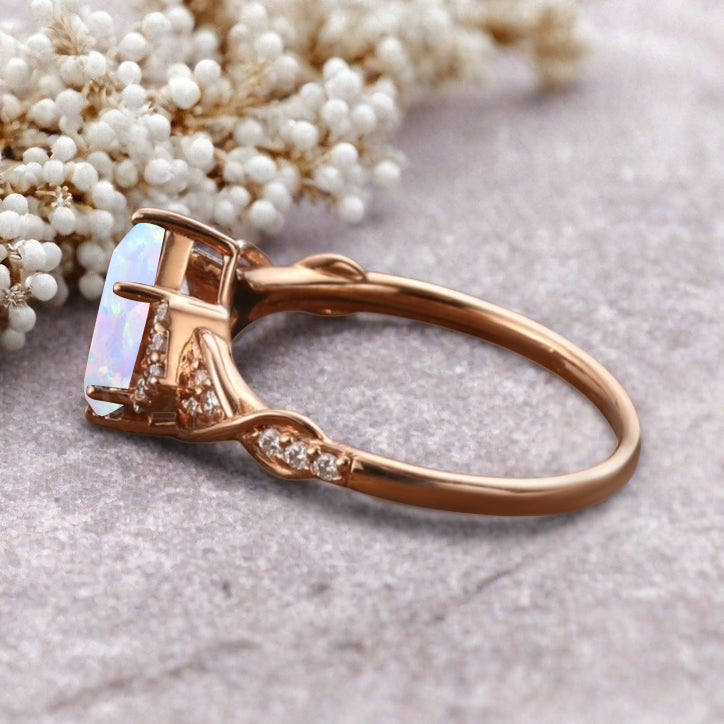 Bague de fiançailles en pierre de soleil ovale, bague de mariage unique en moissanite, cadeau pour elle