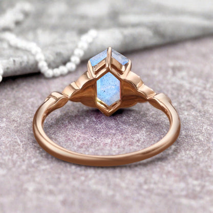 Oval geschliffener Sonnenstein Verlobungsring Unikat Sonnenstein Moissanit Ehering Geschenk für Sie