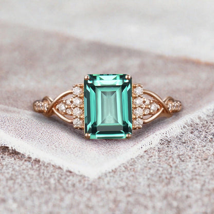 Bague de fiançailles en pierre de soleil ovale, bague de mariage unique en moissanite, cadeau pour elle