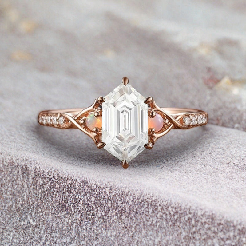 Bague de fiançailles en pierre de soleil ovale, bague de mariage unique en moissanite, cadeau pour elle